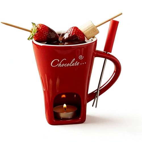 Chocolate Melting Mug, Party Fondue Cup with Candle Melting Pot - color: Red