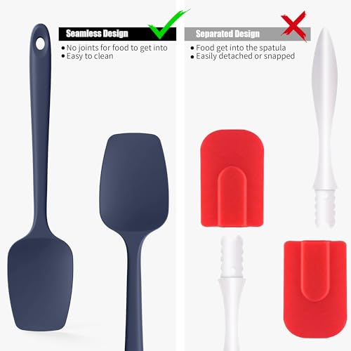 Doosu 600°F Heat Resistant Silicone Large Spoon, 11.4in, Navy Blue - color: Navy Blue, size: 11.4in (Spoon Spatula)