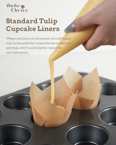 Bake Choice 200pcs Standard Tulip Cupcake Liners with Four Fancy Designs