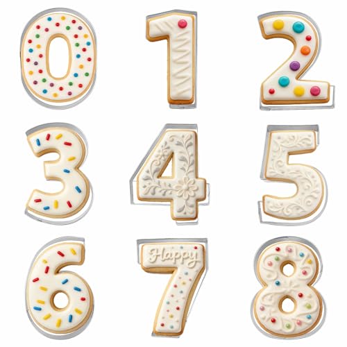 Comais Number Shaped Cookie Cutters Stainless Steel 9Pcs 2in Round Corners - size: 2-Inch Round Corners