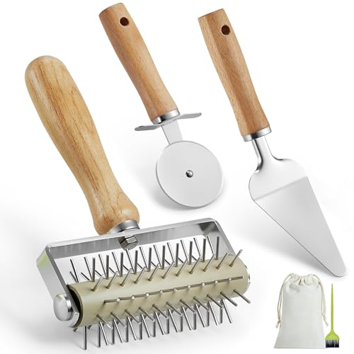Pizza Dough Docker Roller with Stainless Steel Spikes - style: 3 Set