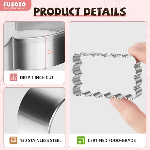FUSOTO 6PCS Rectangle Cookie Cutter Set - Rectangle Shaped, 1.5-4 Inch - color: Rectangle