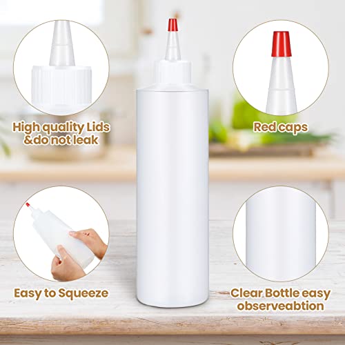 16 oz 30 Pack 16 oz Plastic Condiment Squeeze Bottles for Sauces, Red - color: Red