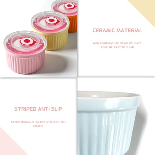 8OZ Ceramic Ramekins with Lids Set of 6 for Baking