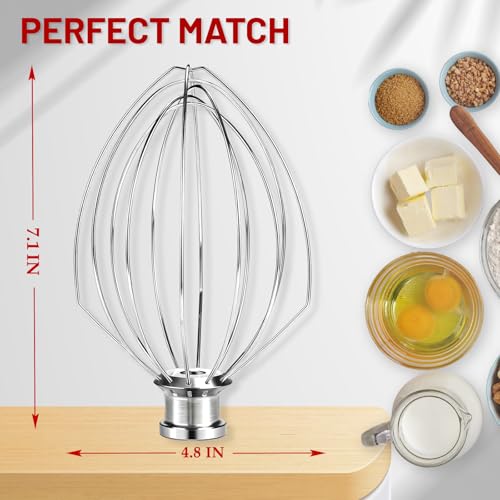 Stainless Steel Whisk Attachment for KitchenAid 5 Qt Bowl-Lift Stand Mixer - size: Fits Bowl-Lift K4/K5/5SS/KSM5/KP25/KG25/Pro500