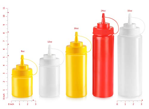 New Star Foodservice Plastic Squeeze Bottles, 16oz, 6 pk, Red - color: Red