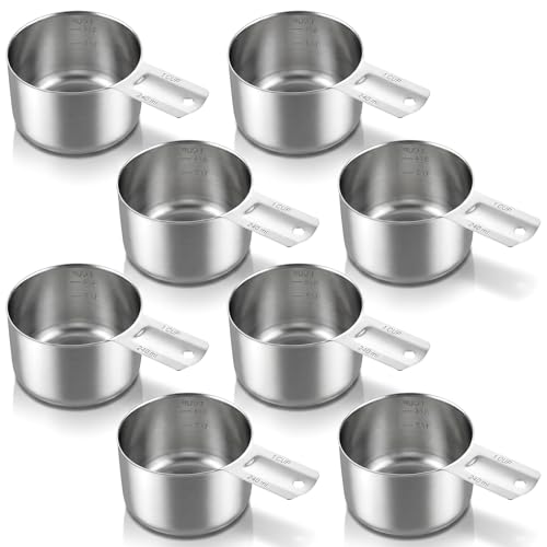 8Pcs Stainless Steel Measuring Cup Set, 240ml Rust-Resistant Kitchen Tool