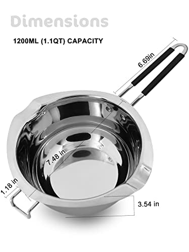 Double Boiler Pot Set, 1200ML Double Boiler, 2800ML Stainless Steel Pot - size: 2800 ML+1200ML Multicolor