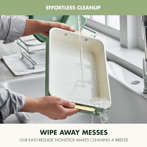 GreenPan Bakeware 13" x 9" Nonstick Rectangular Cake Pan, Sage Green - color: Sage Green, size: 13" x 9" Rectangular Cake Pan