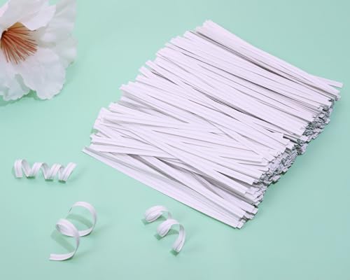 ONLYKXY 500pcs Kraft Paper Twist Ties Plant Ties 4inch Reusable Bread Twist Ties cake pop ties Cable Ties Candy Ties for Bags (White) - color: White