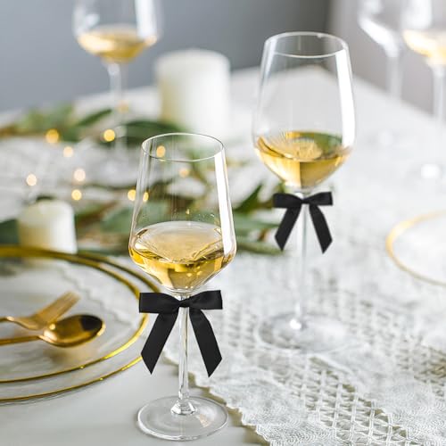 50 Pcs Satin Bows with Twist Ties, 2.5 Inch Gift Wrapping Bows, Black - color: Black