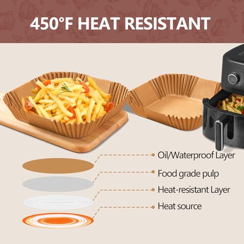 UBeesize XL10 Inch Disposable Air Fryer Liners 100 Pack Parchment Paper - size: 10 Inch Square