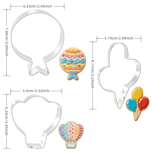 hitsuki Balloon Cookie Cutter Set Metal Balloon Shapes Cookie Molds，3Pcs