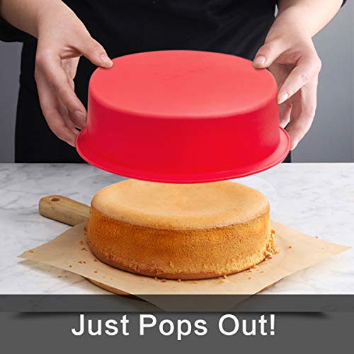 2 Pack 9.5 inch Cake Pans, Nonstick Silicone Cake Molds
