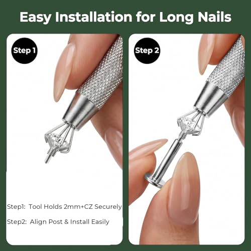 16G 18G Flat Back Earrings Stud 316L Surgical Stainless Steel Internal Thread Piercing Jewelry for Helix, Cartilage, Tragus, Nose, Labret – with Ball Grabber Tool - color: Gold：16G Bar-6/6/7/8mm & CZ-2/2.5/3/4mm