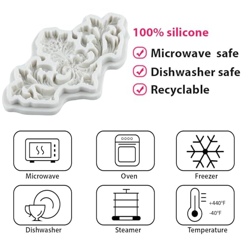 Baroque Silicone Mold Curlicues Scroll Lace Fondant Mold Set of 4 - color: Style E