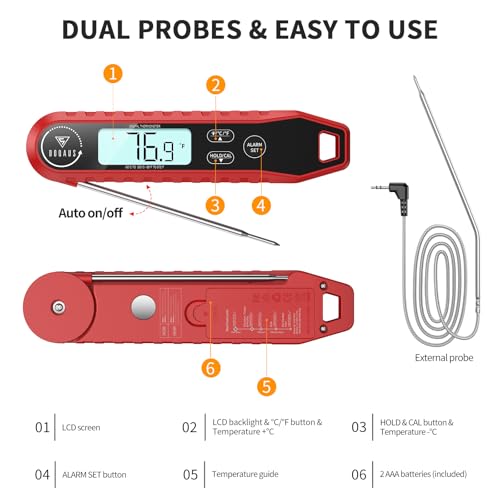 DOQAUS Meat Thermometer Digital with Dual Probe, Instant Read Thermometer