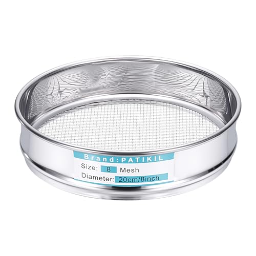 PATIKIL Lab Sieve 8 Mesh(2.5mm) 7.9"(20cm) Diameter Sifting Screen - size: 8 Mesh(2.5mm)/7.9"