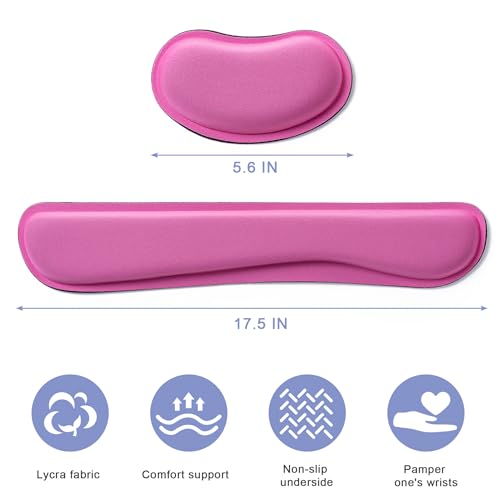 Hoewina Keyboard Wrist Rest,Ergonomic Wrist Support for Keyboard,Rose Red - color: Rose Red