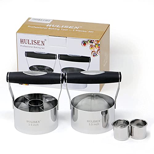 HULISEN 3.5 in Donut Cutter & Biscuit Cutter Set with hole, Stainless Steel - size: 3.5" Donut Cutter & Biscuit Cutter
