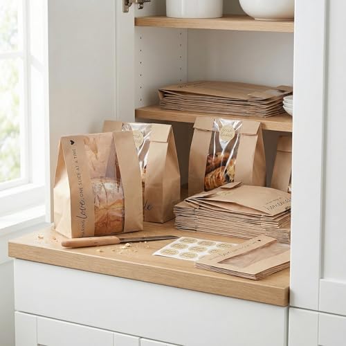 Beautiful Bread Bags for Homemade Bread - Clear Window Bakery Paper Bags