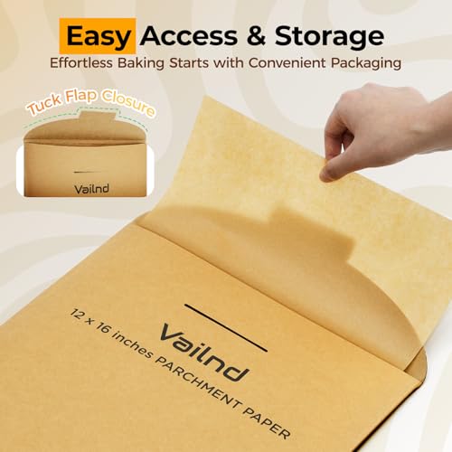 Vailnd 220 Pcs Unbleached Parchment Paper Sheets for Baking 12" X 16"