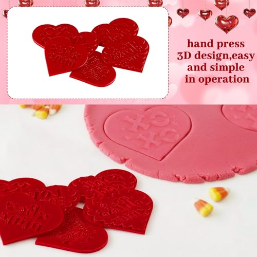 Zubebe 6 Pcs Valentine's Day Cookie Stamp Fondant Embosser Set Valentine's Day 3D Design Cookie Cutter Love You Stamp for Baking Cooking Biscuit Cake Wedding Party Decorating Tool (Fashion Style) - style: Fashion Style