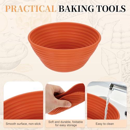 uxcell 2Pcs Silicone Bread Proofing Basket 4.9" Round Sourdough Bread Brown - color: Brown, size: 12.5 cm / 4.9 Inch