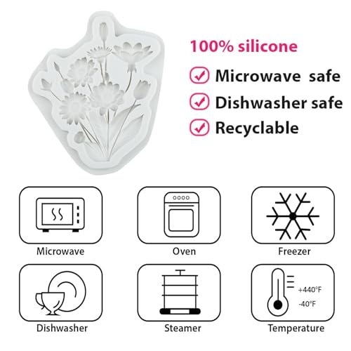 Flower Silicone Mold Daisy Tulip Flower Bouquet Fondant Molds - color: Style K