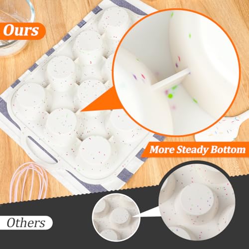 Silicone Muffin Pans for Baking with Metal Framed, BPA Free, Standard - color: Creamy Confetti, size: 12-Cup Regular