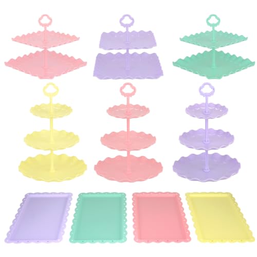 Pack of 11 NWK Cupcake Stand Set with Table Cloth (Colorful) - color: Colorful