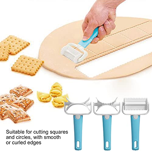 3Pcs Rolling Pastry Cutter set|Round Roller Fondant Slicer|DIY Dough Cutter Roller Baking Accessory for Wonton Biscuit Cookies Dumpling Cake Making cookie cutter