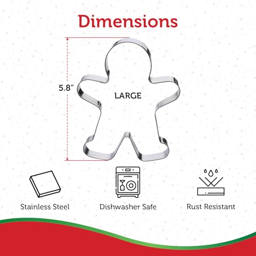 Gingerbread Man Cookie Cutter - Large, Premium Food-Grade Stainless Steel, Dishwasher Safe (Gingerbread Man (Large)) - color: Gingerbread Man Large, size: 1