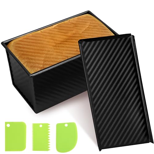 Pullman Sandwich Bread Loaf Pan with Lid, Nonstick Aluminized Steel - color: Black, size: 8.3inch