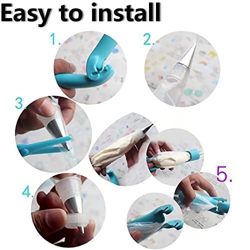 Cake Decorating Pen Tool Kit Pastry Bag DIY Cake Deco Tools Kit Pastry Icing Pen Piping Kit Bags(Blue) - color: Blue