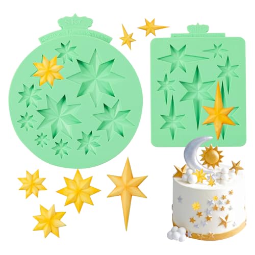 KALAIEN Star Molds Silicone, 2 Pcs Star Chocolate Mold - color: six/seven-pointed star