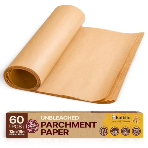 Katbite 12x16 Inch Parchment Paper Sheets 60PCS, Unbleached Non-Stick - size: 12X16Inch 60 Pcs