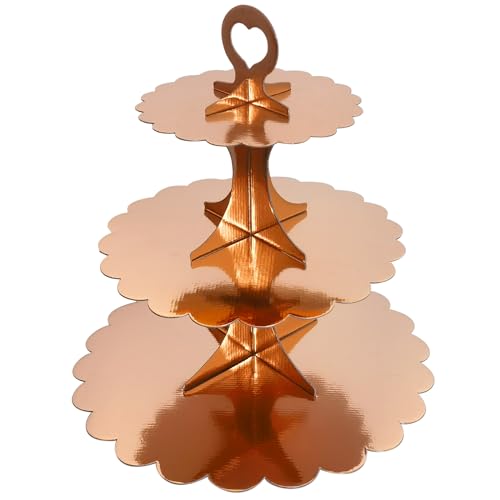 Rose Gold 3 Tier Cupcake Stand, Holds 24 Cupcakes, Cardboard Tower for Parties & Showers (1 Pack) - color: Rose Gold 1 Pack