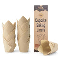 Bake Choice 200pcs Natural Tulip Cupcake Liners for Baking, EU 75GSM Paper - color: Natural-Pro