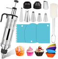 Icing Decoration Gun Set, Dessert Decorating Decorator Syringe with 6 Russian Piping Icing Nozzles Cake Decorating Tool Cupcake Frosting Filling Injector Cake Icing Tools