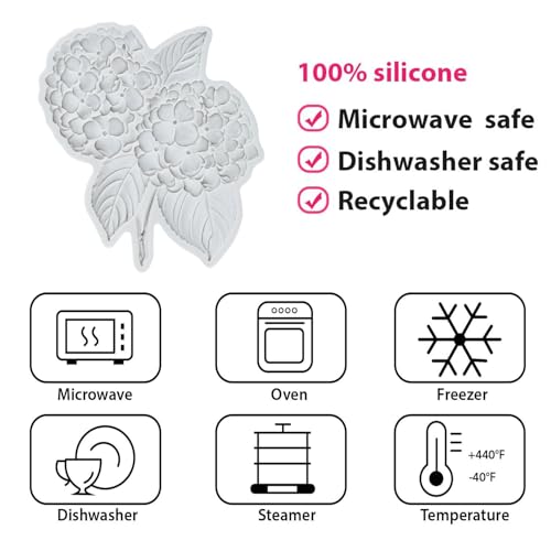 Flower Silicone Mold Rose Hydrangea Flower Fondant Molds Set of 4 - color: Style L