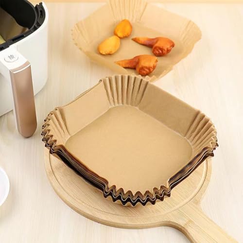 ROOM127 Air Fryer Liners Disposable, 6.3 Inch Square Brown, 300 Count - size: 6.3"Square*300