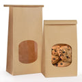 50 Pcs Bakery Bags with Window, Tin Tie Tab Cookie Bags, 3.9x2.3x8 Inches - color: Brown