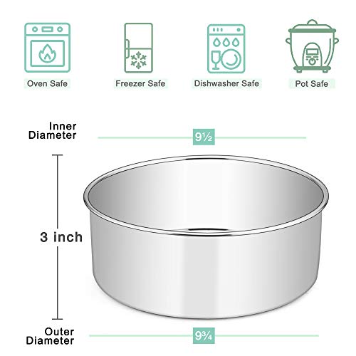 E-far 9½ x 3 Inch Cake Pan Set of 2, Stainless Steel Deep Cake Pans - size: 9.5 x 3 inches