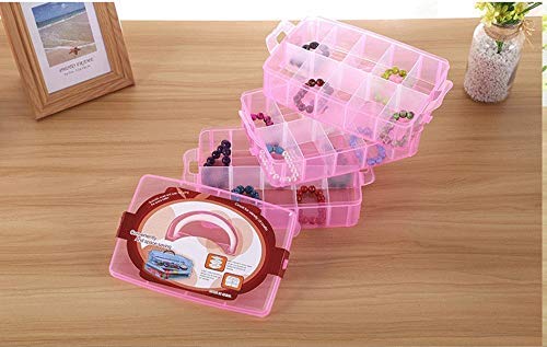 Sooyee Bead Organizer, 3-Tier Craft Storage Container, Pink - color: Pink, size: 3 Tier