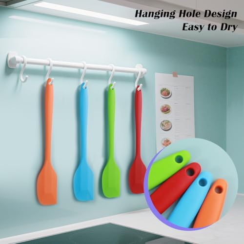 4 Pcs Silicone Spatula Set, 11inch Food Grade Rubber Spatulas, Upgrade Strong Handle with Ergonomic Grip, Heat Resistant Up to 450°F for Nonstick Cookware, Cooking, BPA Free, Dishwasher Safe