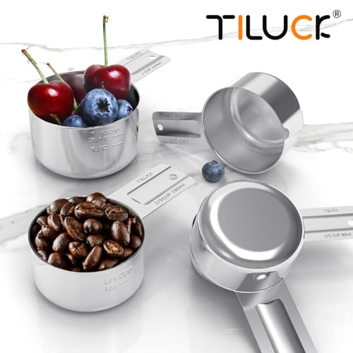 TILUCK Stainless Steel Measuring Cups & Spoons Set, Cups and Spoons