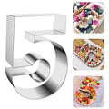 ZADE 11 Inch 304 Stainless Steel Large Size Number Cake Mousse Mold Number 5 Tiramisu Cheesecake Mold Cookie Cutter Bakeware 3D Cake Baking Pan for Birthday and Baking, Party - size: #5,11inch