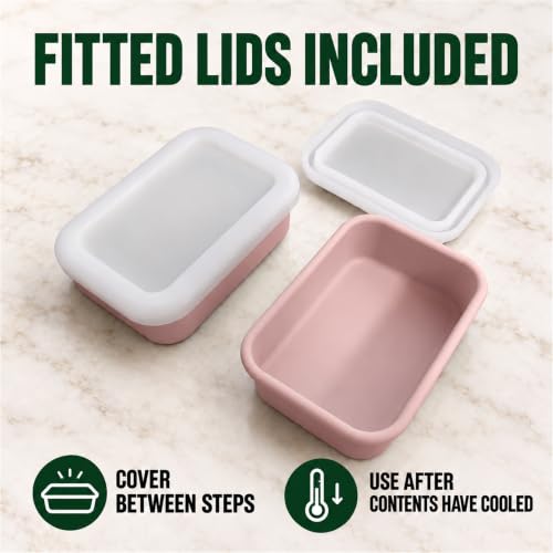 Silicone Soap Molds with Lids, 2 Pack, 8.5 fl oz Each, Blush Pink - color: Blush Pink
