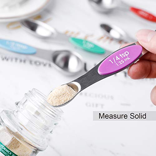 Magnetic Measuring Spoons Stainless Steel Dual Sided Teaspoons Tablespoons - color: Color 6